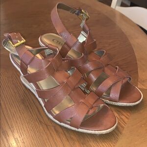 Chaps Brown Strappy Wedge Heel Sandals Size 10